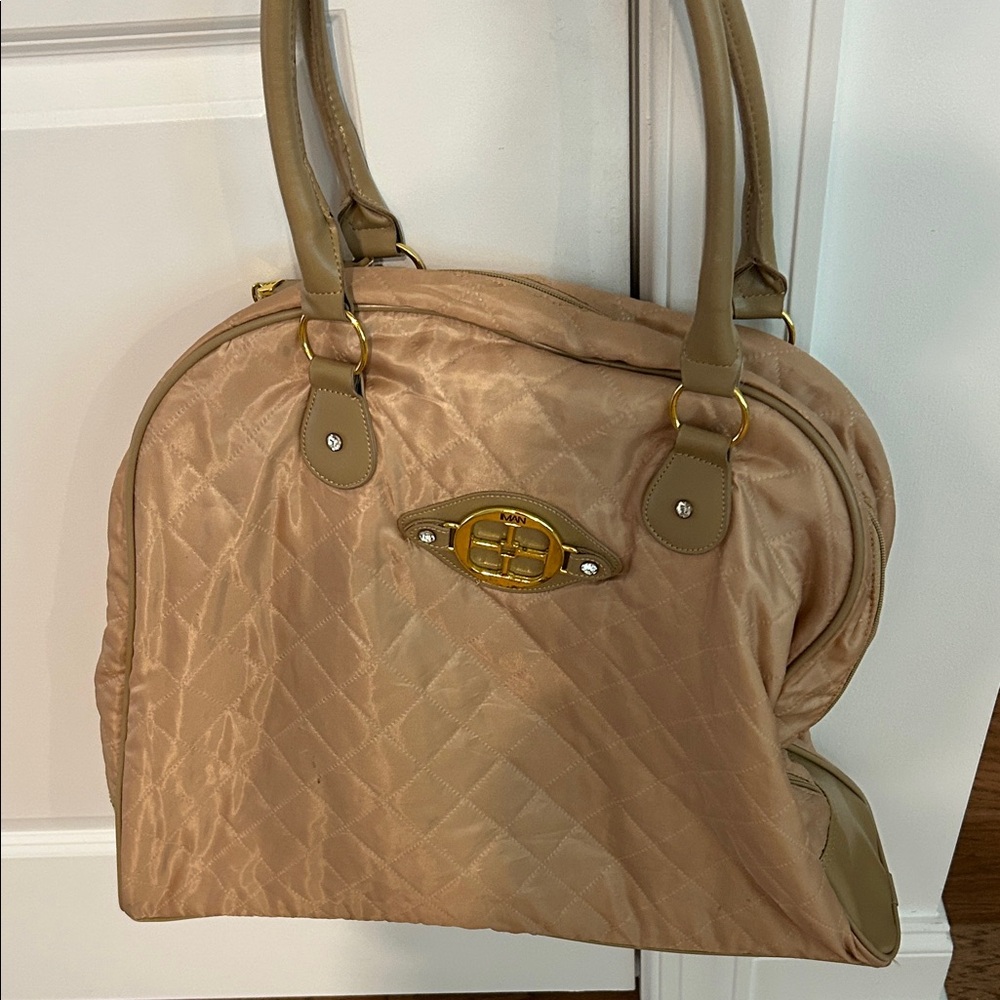IMAN Quilted Tan Shoulder Bag